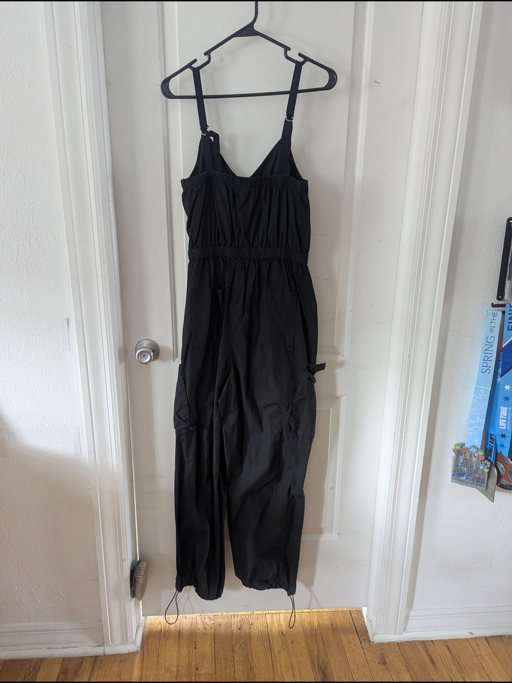 Black Women's Utility Jumpsuit with Adjustable Straps